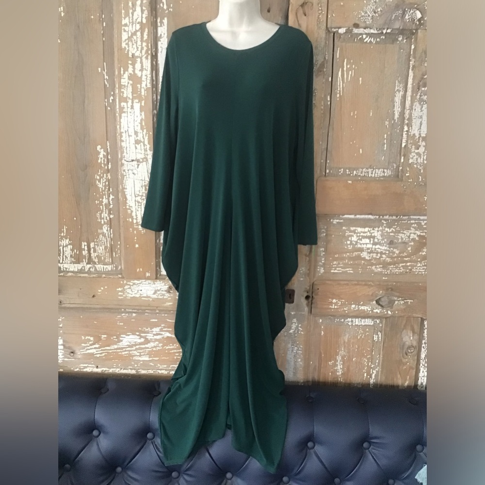 IC by CONNIE K  Deep Green Dress Large Pockets Laganlook Long Sleeve
